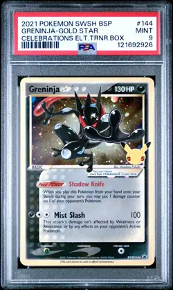 2021 POKEMON SWSH BLACK STAR PROMO #144 GRENINJA-GOLD STAR PSA 9 - Image 1