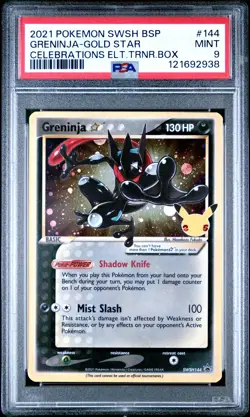 2021 POKEMON SWSH BLACK STAR PROMO #144 GRENINJA-GOLD STAR PSA 9 - Image 1
