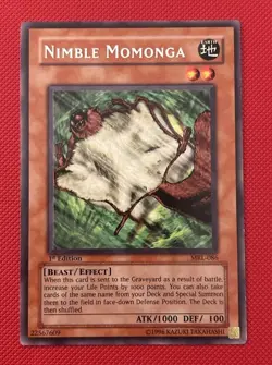 YUGIOH NIMBLE MOMONGA RARE MRL-086 1ST EDITION - Image 1