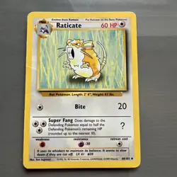 Pokemon TCG Raticate Card 40/102 Base Set WOTC Uncommon 1999 - Image 1