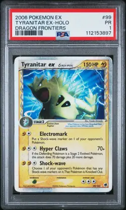 2006 POKEMON EX DRAGON FRONTIERS 99 TYRANITAR EX-HOLO PSA 1 LOW POP - Image 1
