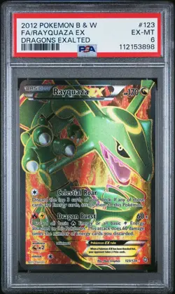 2012 POKEMON BLACK & WHITE DRAGONS EXALTED 123 FULL ART/RAYQUAZA EX PSA 6 - Image 1