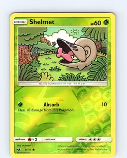 Pokemon TCG Shelmet S&M Crimson Invasion 8/111 Reverse Holo Common Card NM - Image 1