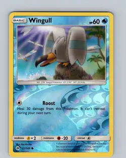 Pokemon TCG Wingull Sun & Moon Base Set 37/149 Reverse Holo Common Card NM - Image 1