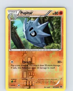 Pokemon TCG Pupitar XY Fates Collide 42/124 Reverse Holo Uncommon Card LP-NM - Image 1