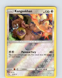 Pokemon TCG Kangaskhan S&M Hidden Fates 47/68 Reverse Holo Rare Card NM - Image 1