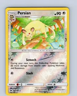Pokemon TCG Persian S&M Burning Shadows 102/147 Reverse Holo Rare Card NM - Image 1
