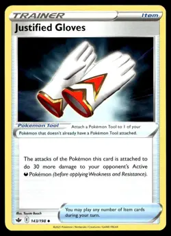 Justified Gloves 143/198 Pokemon Card Chilling Reign Uncommon Trainer NM LT - Image 1