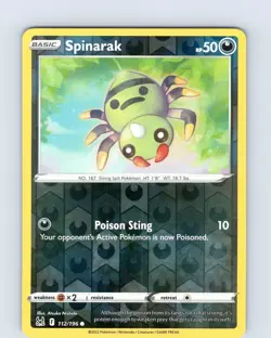 Pokemon TCG Spinarak SWSH Lost origin 112/196 Reverse Holo Common Card NM - Image 1