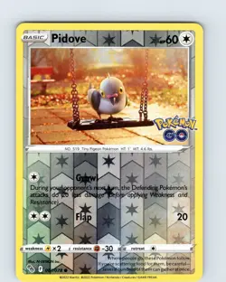 Pokemon TCG Pidove Pokemon GO 061/078 Reverse Holo Common Card NM - Image 1