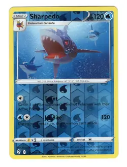 Pokemon TCG Sharpedo SWSH Evolving Skies 036/203 Reverse Holo Rare Card NM - Image 1