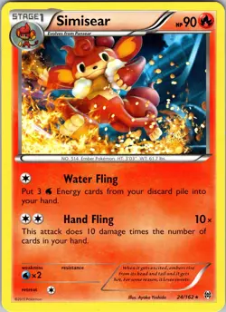 Pokemon TCG Simisear XY BREAKthrough 24/162 Regular Non-Holo Rare Card NM - Image 1