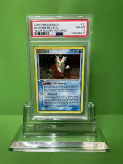 2004 POKEMON EX TEAM ROCKET RETURNS 21 DELIBIRD-REVERSE FOIL PSA 8 - Image 1