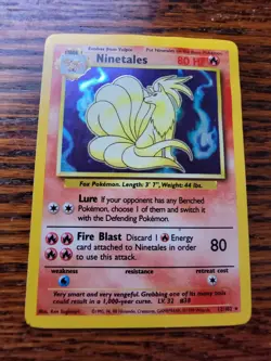 Ninetales 12/102 Holo Rare Base Set Unlimited Edition Pokemon Card 1999 WOTC PL - Image 1