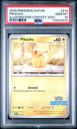 2025 POKEMON SVP EN-SV BLACK STAR PROMO ILLUSTRATION CONTEST 2024 PIKACHU PSA 10 - Image 1