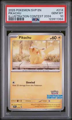 2025 POKEMON SVP EN-SV BLACK STAR PROMO ILLUSTRATION CONTEST 2024 PIKACHU PSA 10 - Image 1