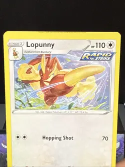 Pokemon Card Lopunny 213/264 Non Holo Fusion Strike MISCUT ERROR - Image 2