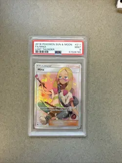 Pokemon Mina TCG Lost Thunder Holo Full Art Ultra Rare Card 211/214 PSA 9 (MINT) - Image 1
