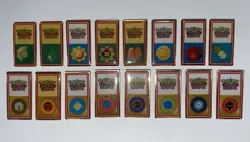 FULL SETS Vintage 1999-2000 Wizards Pokemon TCG League Badges Kanto & Johto Gyms - Image 1