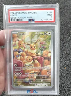2024 POKEMON TWM EN-TWILIGHT MASQUERADE ILLUSTRATION RARE #188 EEVEE PSA 9 - Image 1