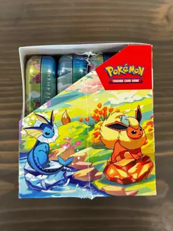 Pokemon Prismatic Evolutions Mini Tin DISPLAY Box (8 Tins) Factory Sealed! - Image 4