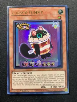 Yugioh! Cupsy Yummy JUSH-EN016 Ultra Rare 1st Edition NM Justice Hunters - Image 1