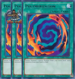 Yugioh! 3x Polymerization JUSH-EN014 Rare 1st Ed NM - Image 1