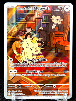 Team Rocket's Meowth 203/182 Destined Rivals Illustration Rare Pokemon Card - Image 1