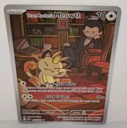 Team Rocket's Meowth 203/182 Destined Rivals Illustration Rare Pokemon Card - Image 2