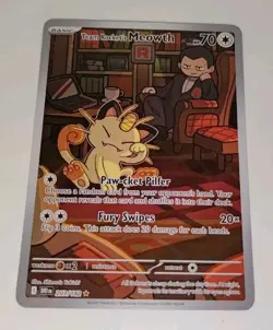 Team Rocket's Meowth 203/182 Destined Rivals Illustration Rare Pokemon Card - Image 4