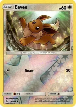 Pokemon - Eevee - 49/68 - Reverse Holo - Hidden Fates - NM/M - Image 1