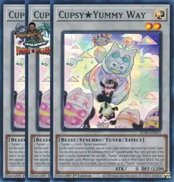 Yugioh! 3x Cupsy Yummy Way JUSH-EN019 Super Rare 1st Ed NM - Image 1