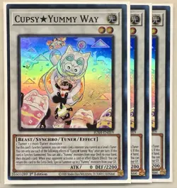 Yugioh! 3x Cupsy Yummy Way JUSH-EN019 Super Rare 1st Ed NM - Image 1