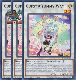 Yugioh! 3x Cupsy Yummy Way JUSH-EN019 Rare 1st Ed NM - Image 1