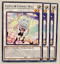 Yugioh! 3x Cupsy Yummy Way JUSH-EN019 Rare 1st Ed NM - Image 1