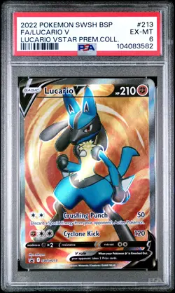 2022 POKEMON SWSH BLACK STAR PROMO #213 FULL ART/LUCARIO V PSA 6 - Image 1