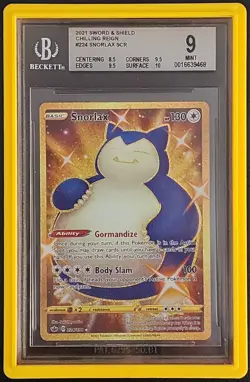 2021 Pokemon SWSH Chilling Reign 224/198 Snorlax Gold Secret Rare Becket 9 - Image 1