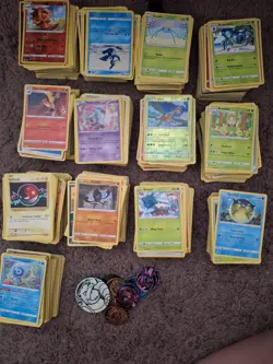 Pokemon Cards Lot Bulk Around 1,300 + Coins - Image 1