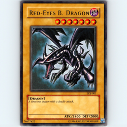 Yugioh Red-Eyes Black Dragon SDJ-001 Unlimited Ultra Rare Holo CREASE - MP 💎 - Image 1