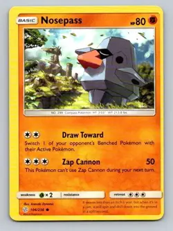 2019 Pokemon Card Cosmic Eclipse Nosepass 106/236 - Image 1
