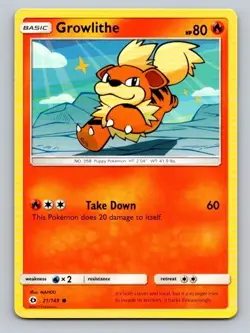 2017 Pokemon Card Sun & Moon Growlithe 21/149 - Image 1