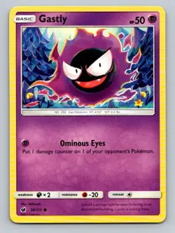 2017 Pokemon Card Crimson Invasion Gastly 36/111 - Image 1
