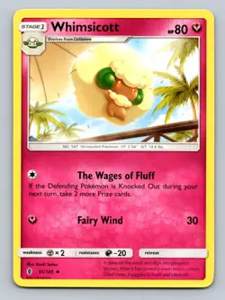 2017 Pokemon Card Guardians Rising Whimsicott 91/145 - Image 1