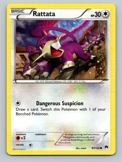 2016 Pokemon Card XY Breakpoint Rattata 87/122 - Image 1