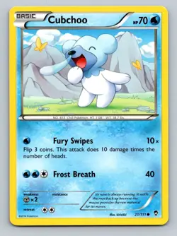 2014 Pokemon Card XY Furious Fists Cubchoo 21/111 - Image 1