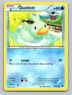 2016 Pokemon Card XY Breakpoint Ducklett 36/122 - Image 1