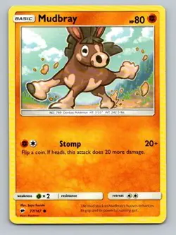 2017 Pokemon Card Burning Shadows Mudbray 77/147 - Image 1