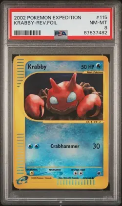 Krabby Pokemon Expedition Rev foil Holo 115/165 NM MT PSA8 - Image 1