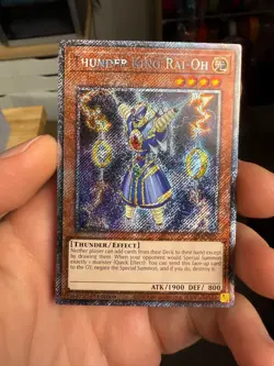 Near Mint Yugioh Thunder King Rai-Oh Platinum Secret Rare RA03-EN206 - Image 1