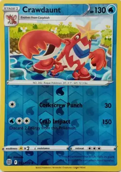 CRAWDAUNT - REVERSE HOLO - BRILLIANT STARS - POKEMON CARD TCG - 033/172 - Image 1